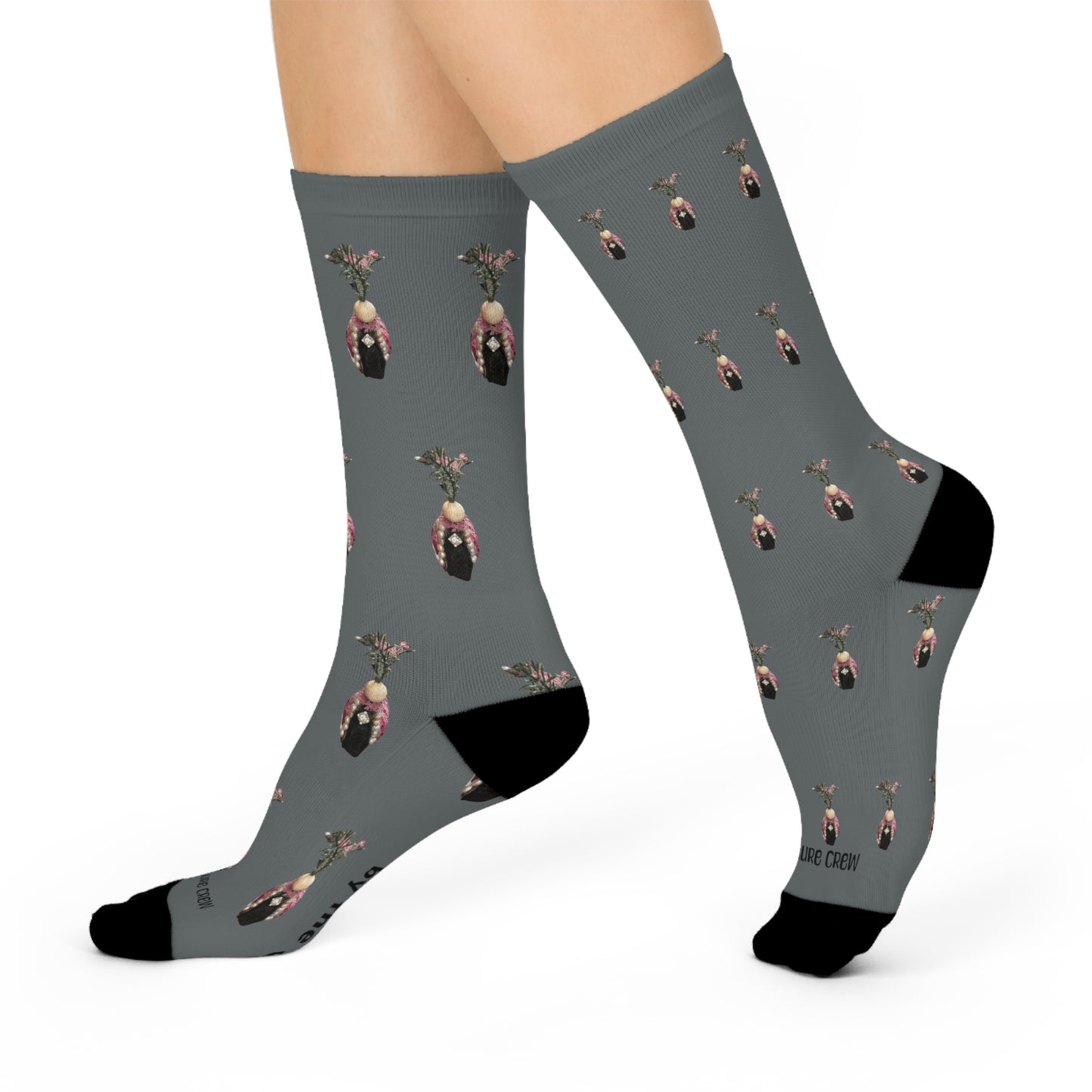 Diamond Isle Queen grey socks, Mix and match for teens and adults, Extra Cushioned Crew Socks with Novelty Seashell figures, ocean theme, sea life inspired, socks for women, socks for men, girly girls