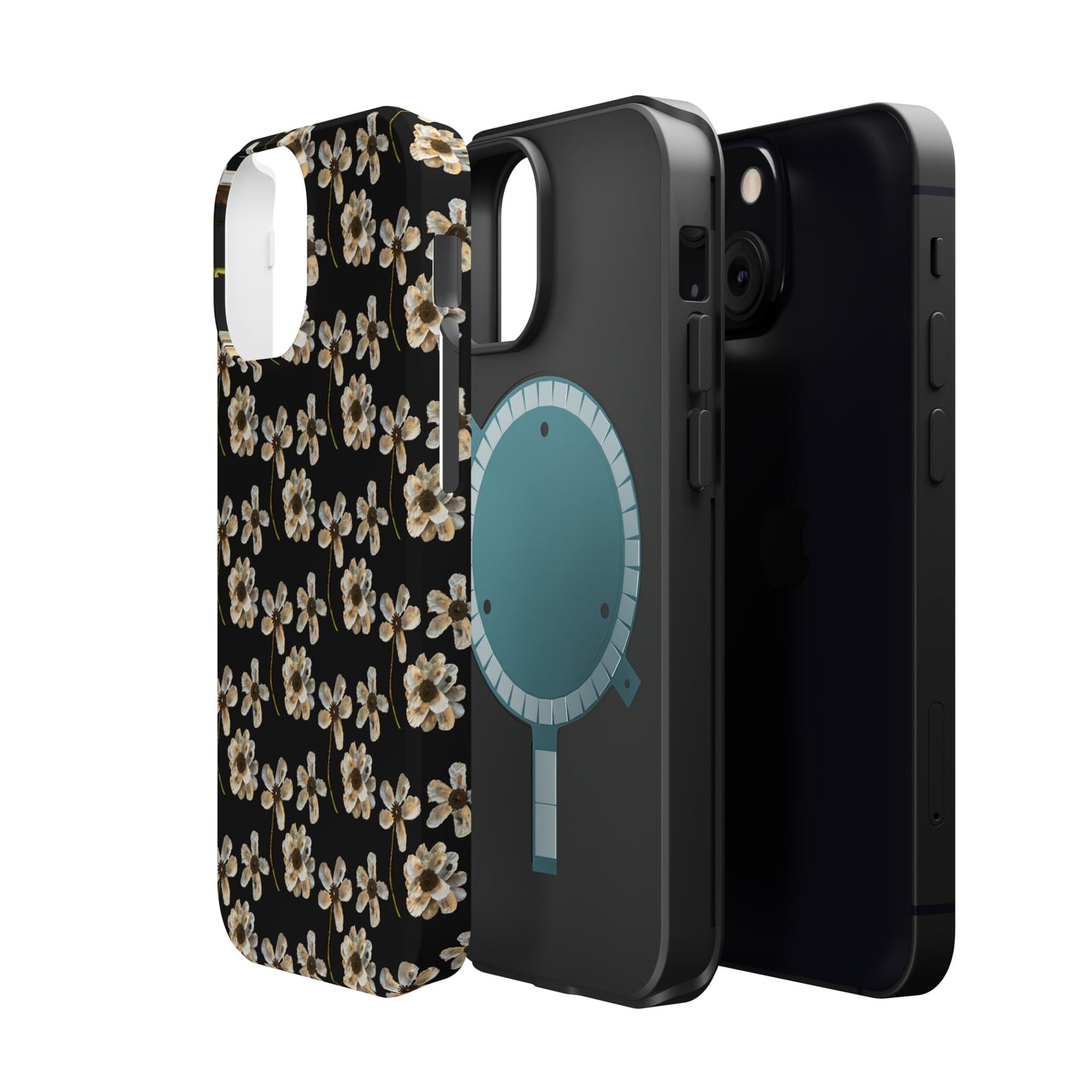 Custom iPhone MagSafe Tough Cases - Whimsy Oyster Petals Black