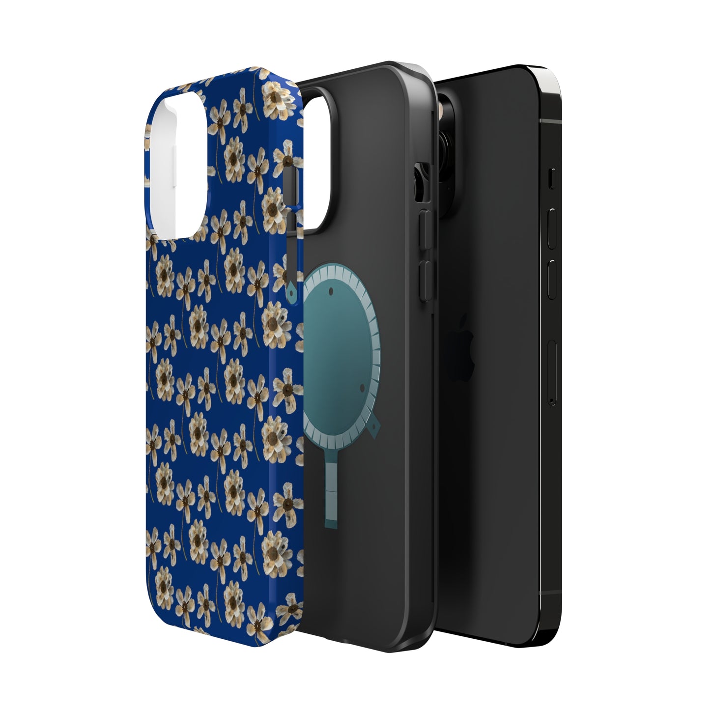 Custom iPhone MagSafe Tough Cases - Whimsy Oyster Petals Blue