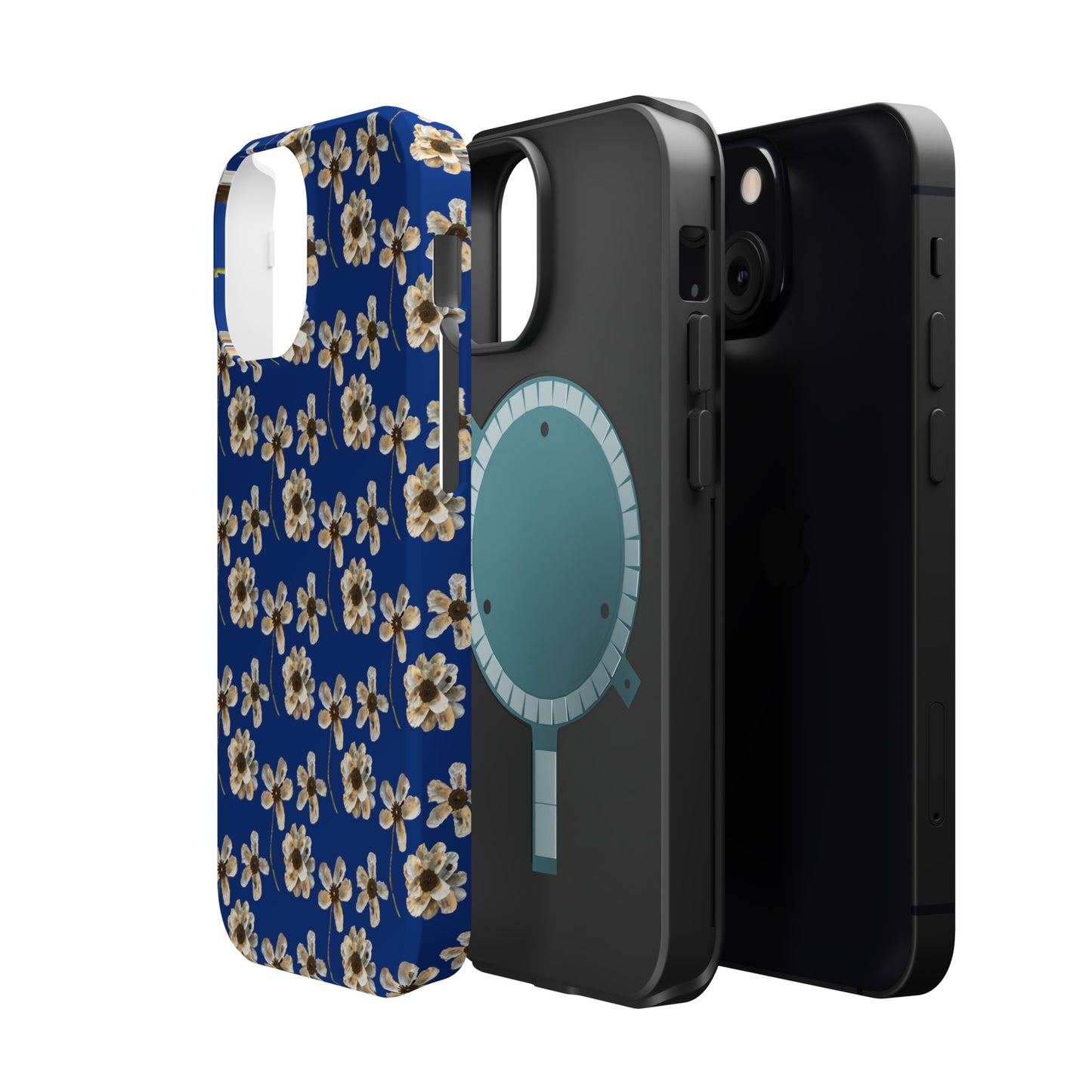 Custom iPhone MagSafe Tough Cases - Whimsy Oyster Petals Blue