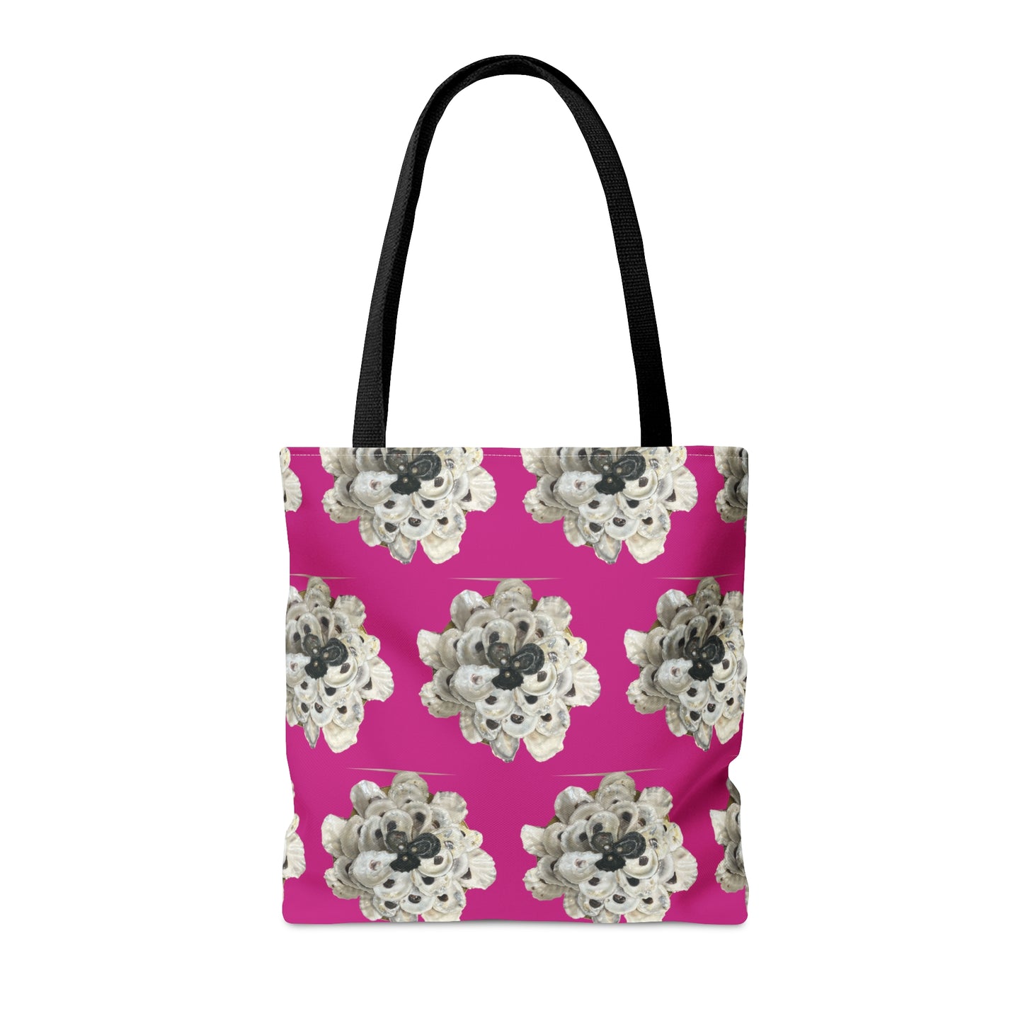 Tote Bag in 3 sizes! Girl groups, Wedding parties, Church groups, Club gifts, Shopping, Beach - black/white xl stacked oyster shell floral