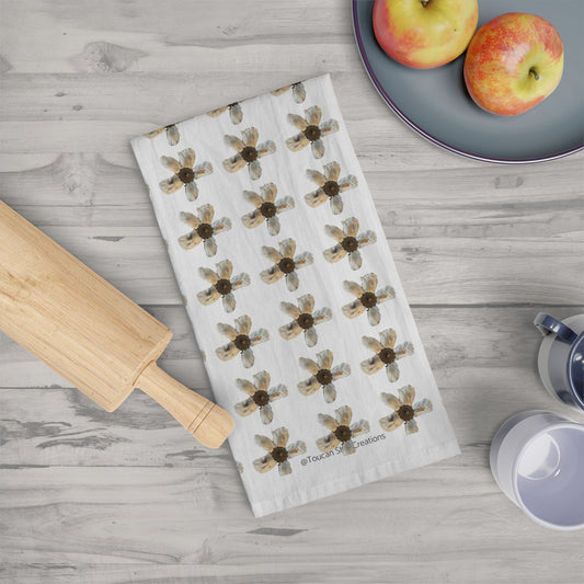 Square Napkin / Tea Towel with Oyster Shell Ballet Floral Arabesque2 Pattern Designed for a Year around Specialized Decor and Your Unique Host/Hostess Touch