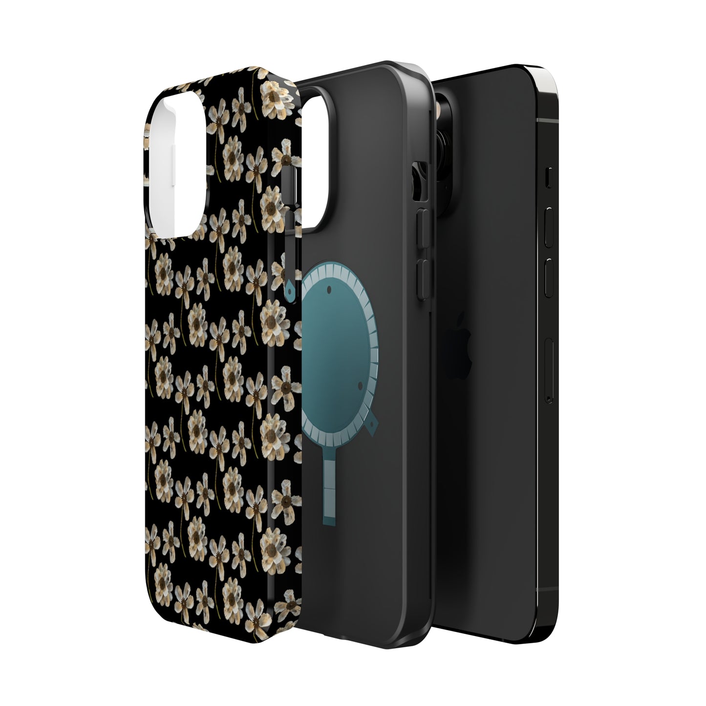 Custom iPhone MagSafe Tough Cases - Whimsy Oyster Petals Black