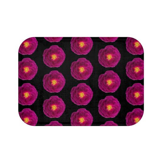 Bath Mat Magenta Rose Art Bath Mat - Floral Themes to fit many decor styles with our bold colors red, pink, white, black, gold, yellow