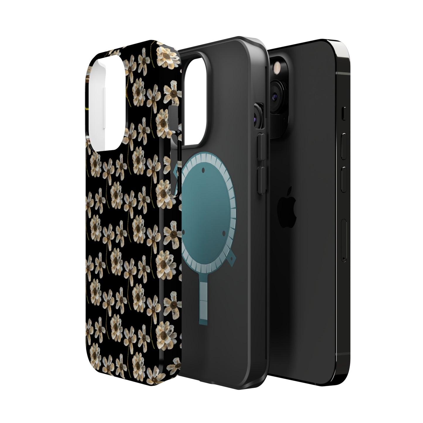 Custom iPhone MagSafe Tough Cases - Whimsy Oyster Petals Black