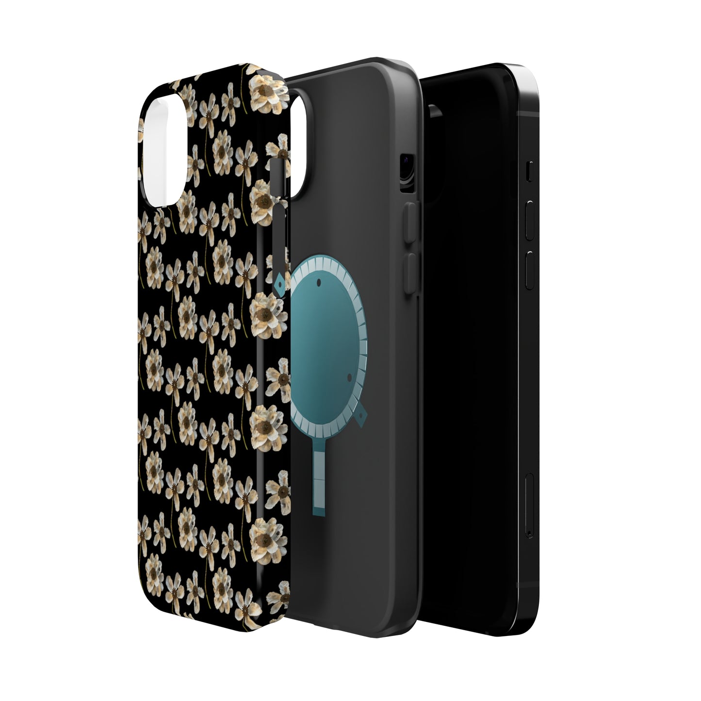 Custom iPhone MagSafe Tough Cases - Whimsy Oyster Petals Black