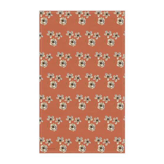 Tea Towel Oyster Shell Flowers Design Great for Table Scapes, Oyster Roasts, Hostess gifts Choose Cotton or Polyester