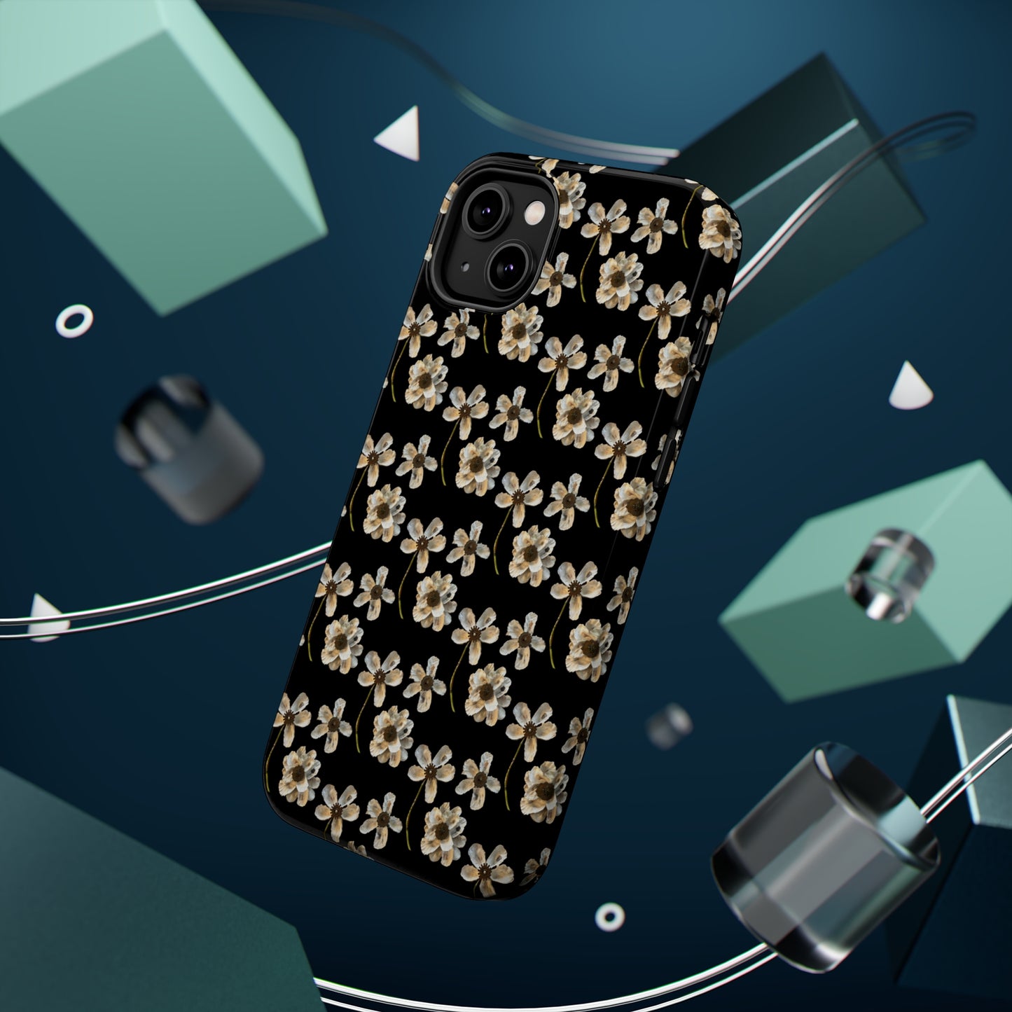 Custom iPhone MagSafe Tough Cases - Whimsy Oyster Petals Black