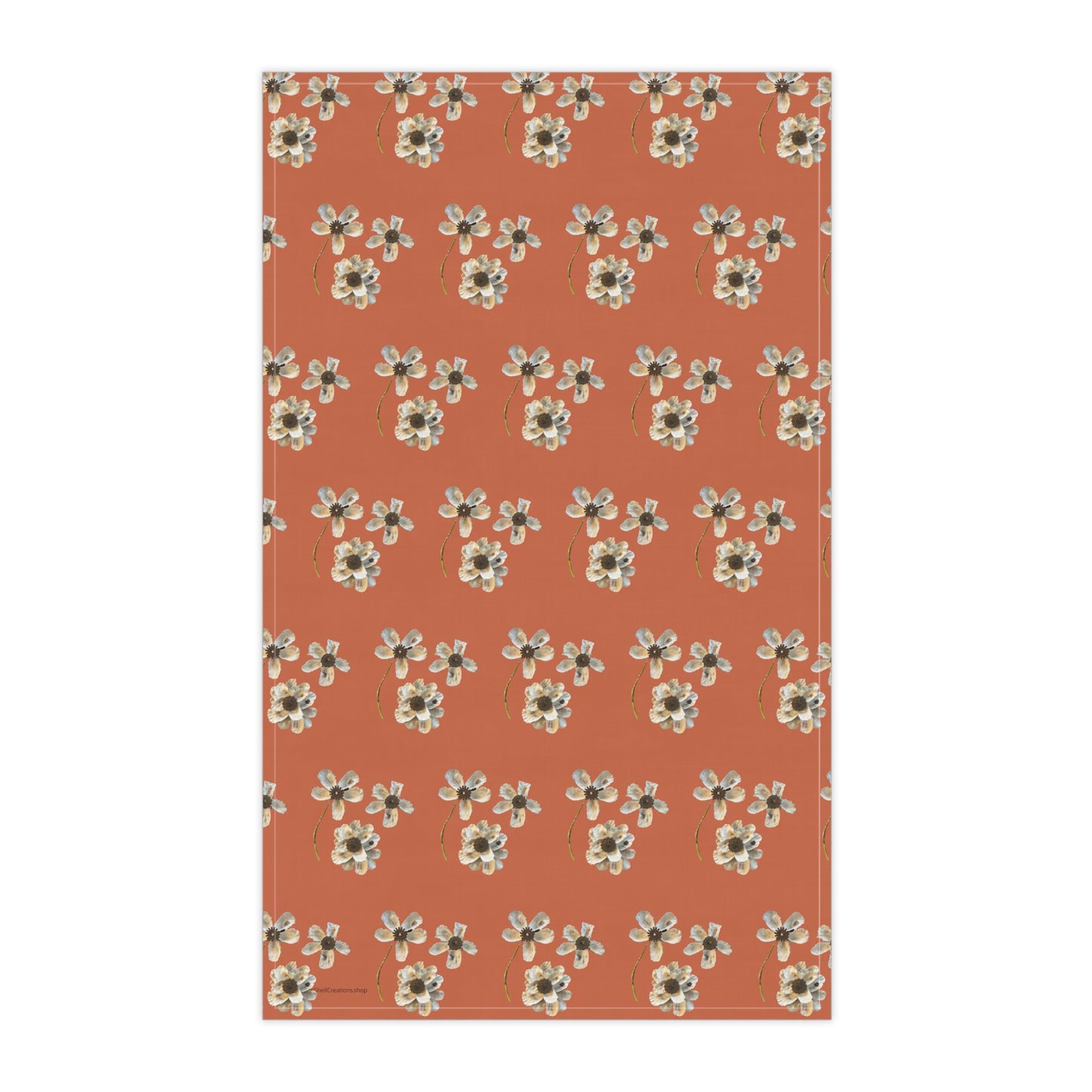 Tea Towel Oyster Shell Flowers Design Great for Table Scapes, Oyster Roasts, Hostess gifts Choose Cotton or Polyester