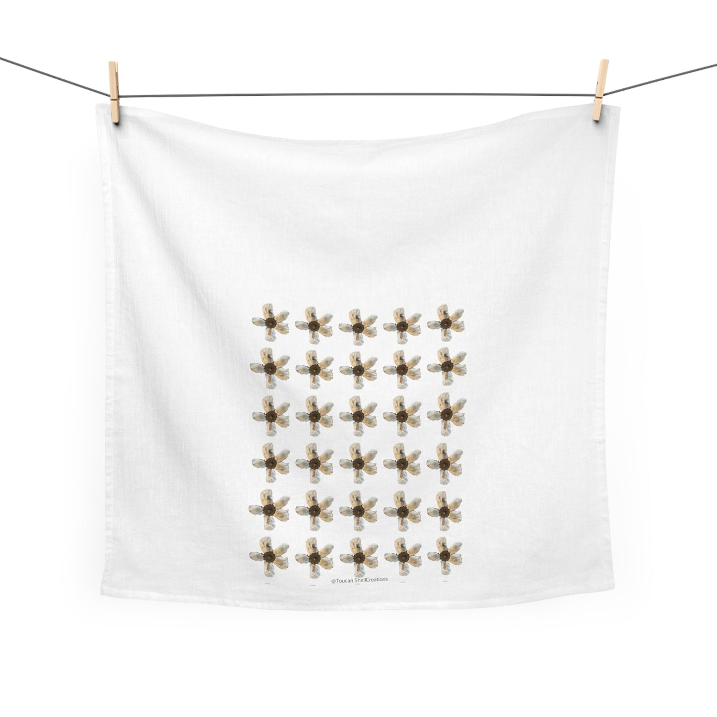 Square Napkin / Tea Towel with Oyster Shell Ballet Floral Arabesque Pattern Designed for a Year around Specialized Decor and Your Unique Host/Hostess Touch