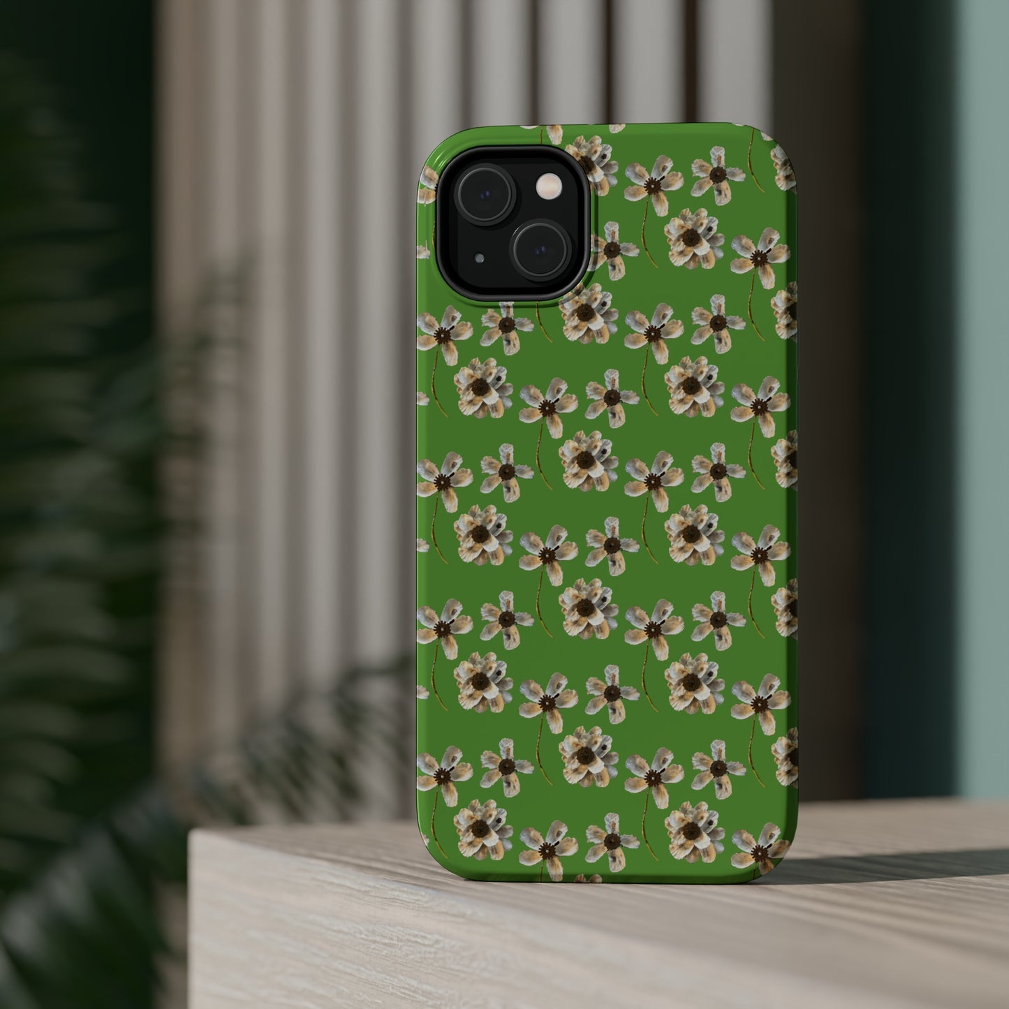 Custom iPhone MagSafe Tough Cases - Whimsy Oyster Petals Green