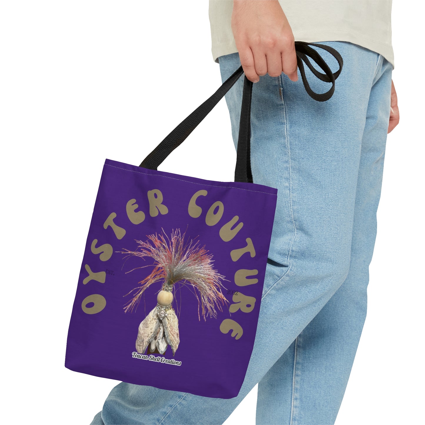 Tote Bag Quirky Oyster Shell Queen Character for fun friend groups, Halloween bride, Halloween guests, bridesmaids