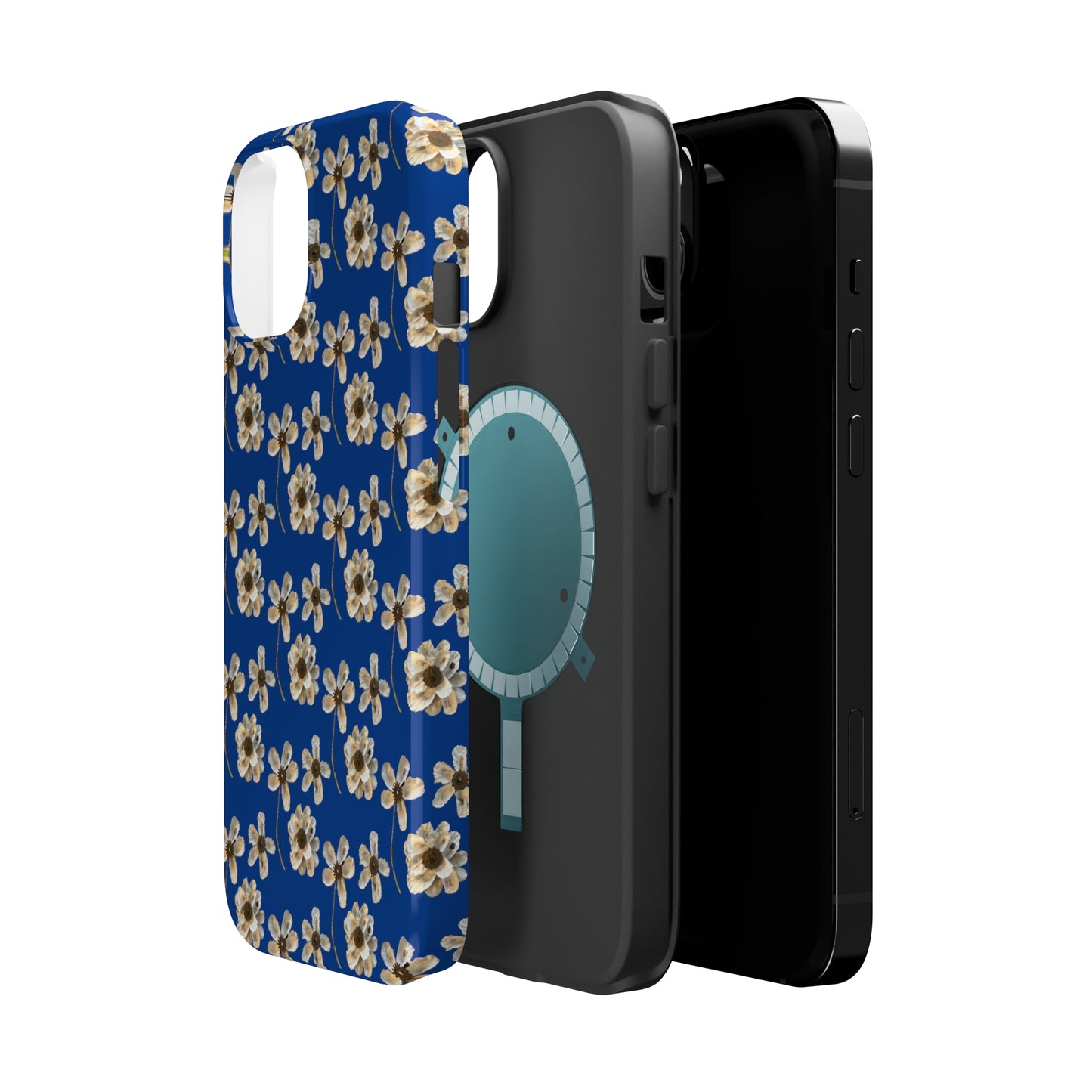 Custom iPhone MagSafe Tough Cases - Whimsy Oyster Petals Blue