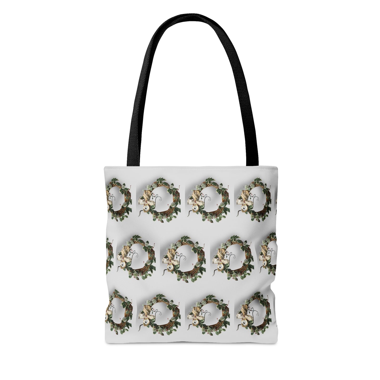 Tote Bag in 3 sizes! Holly and Angel Wreath reusable bag for Girl groups, Wedding parties, Church groups, Club gifts, Shopping, Beach - Holly and Oyster Shell Angel Wreath