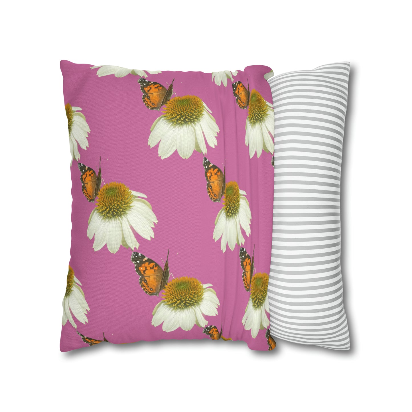 Square Pillow Case Spring Butterfly and Flower