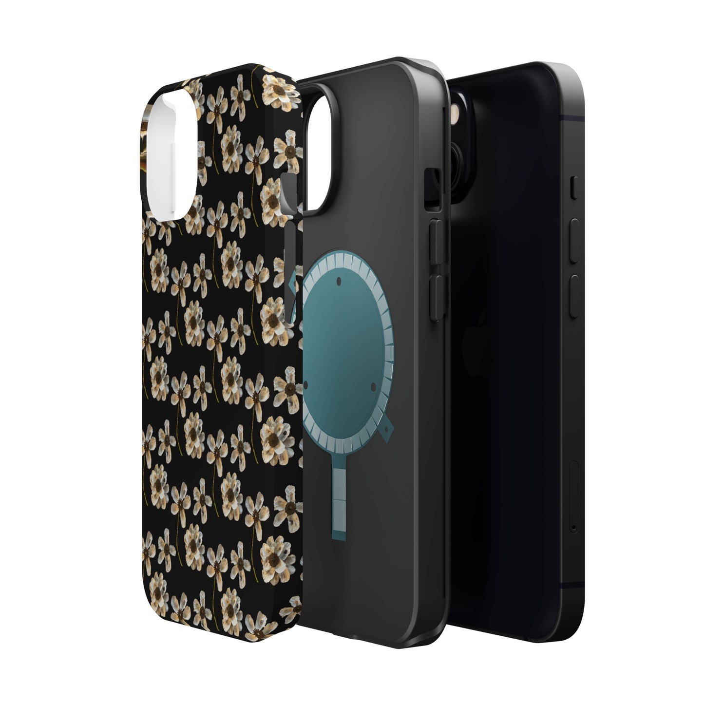 Custom iPhone MagSafe Tough Cases - Whimsy Oyster Petals Black