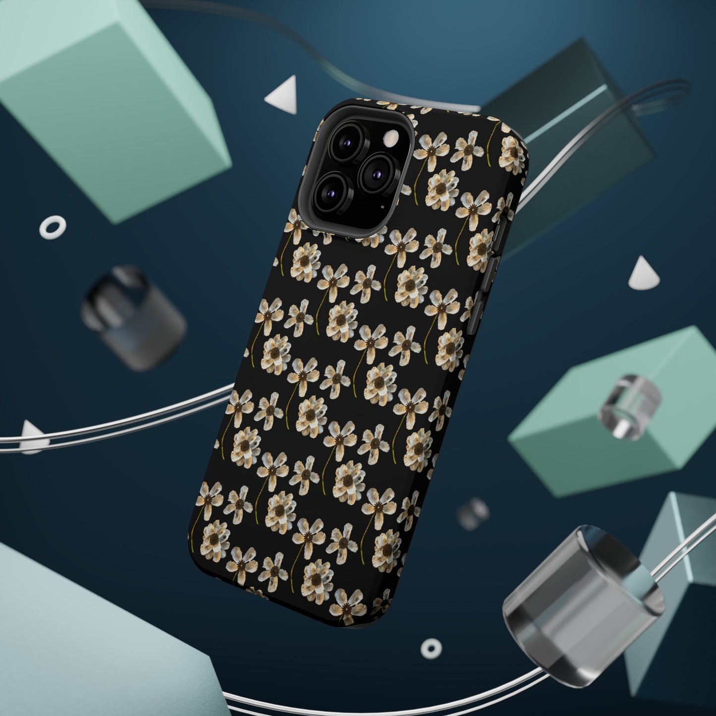 Custom iPhone MagSafe Tough Cases - Whimsy Oyster Petals Black