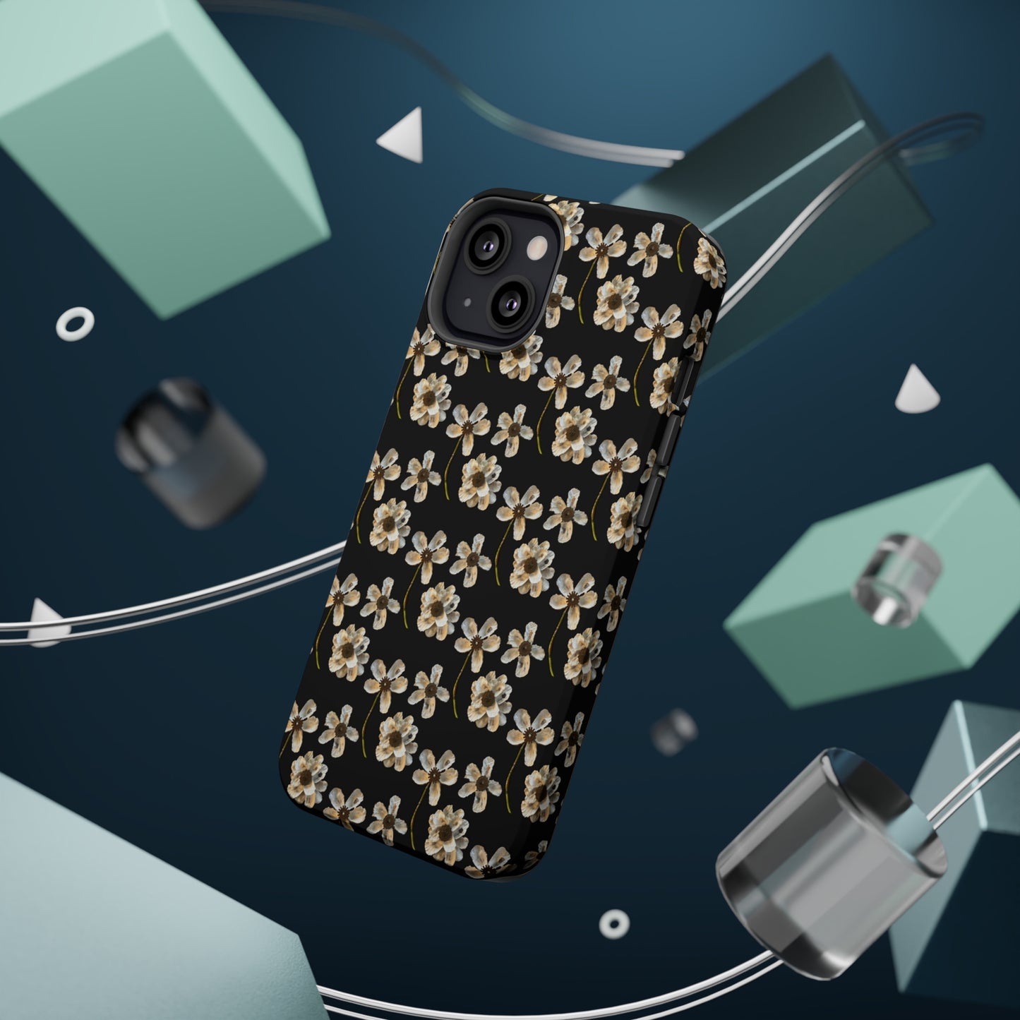 Custom iPhone MagSafe Tough Cases - Whimsy Oyster Petals Black