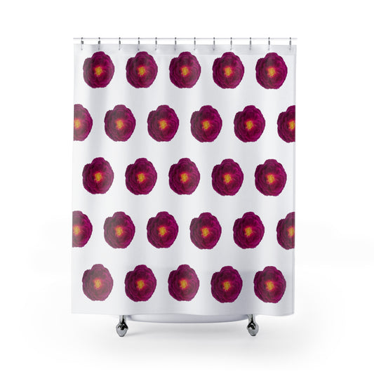 Elegant Magenta Rose and Black Shower Curtains: Infuse Nature's Beauty into Your Bathroom