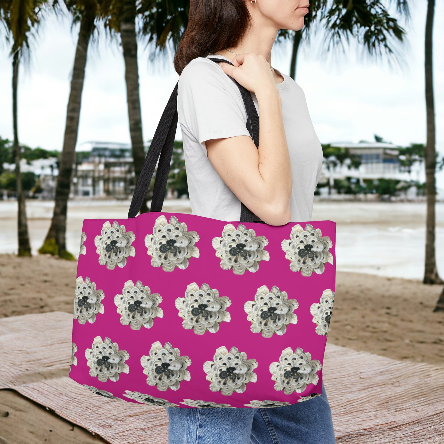 Extra Roomy Tote Bag Artistic Oyster Shell Creations: The Magic of Seashells on Every Tote Bag