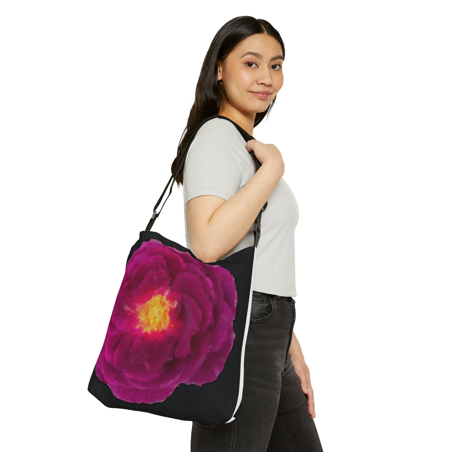 Adjustable Tote Bag Magenta Rose: Nature's Wonders for Your Unique Style