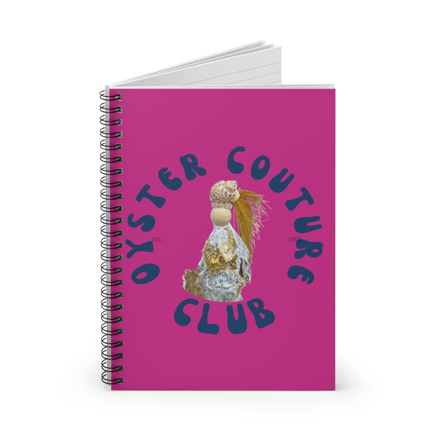 Spiral Notebook pink - Ruled Line Spiral Notebook orange - Ruled Line, Novelty bold colors and fun fantasy Diva design created with oyster shells and bits of coastal nature