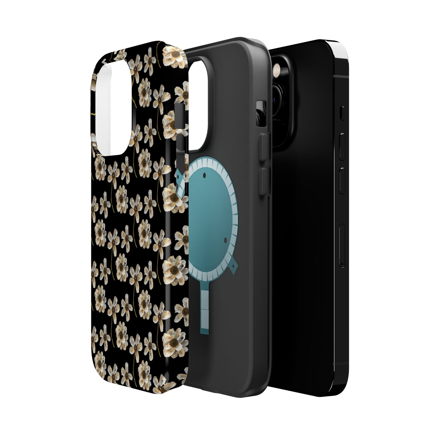 Custom iPhone MagSafe Tough Cases - Whimsy Oyster Petals Black