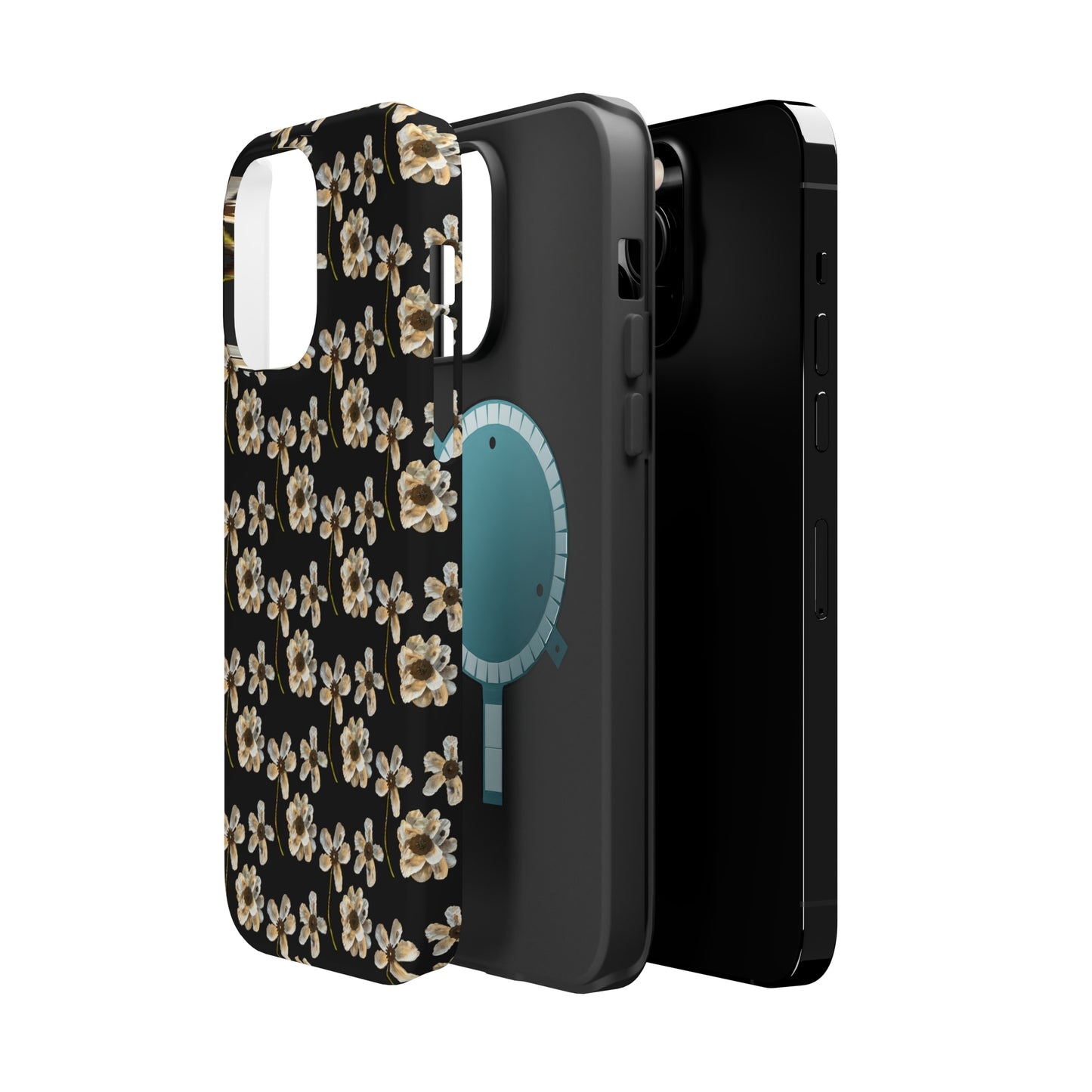 Custom iPhone MagSafe Tough Cases - Whimsy Oyster Petals Black