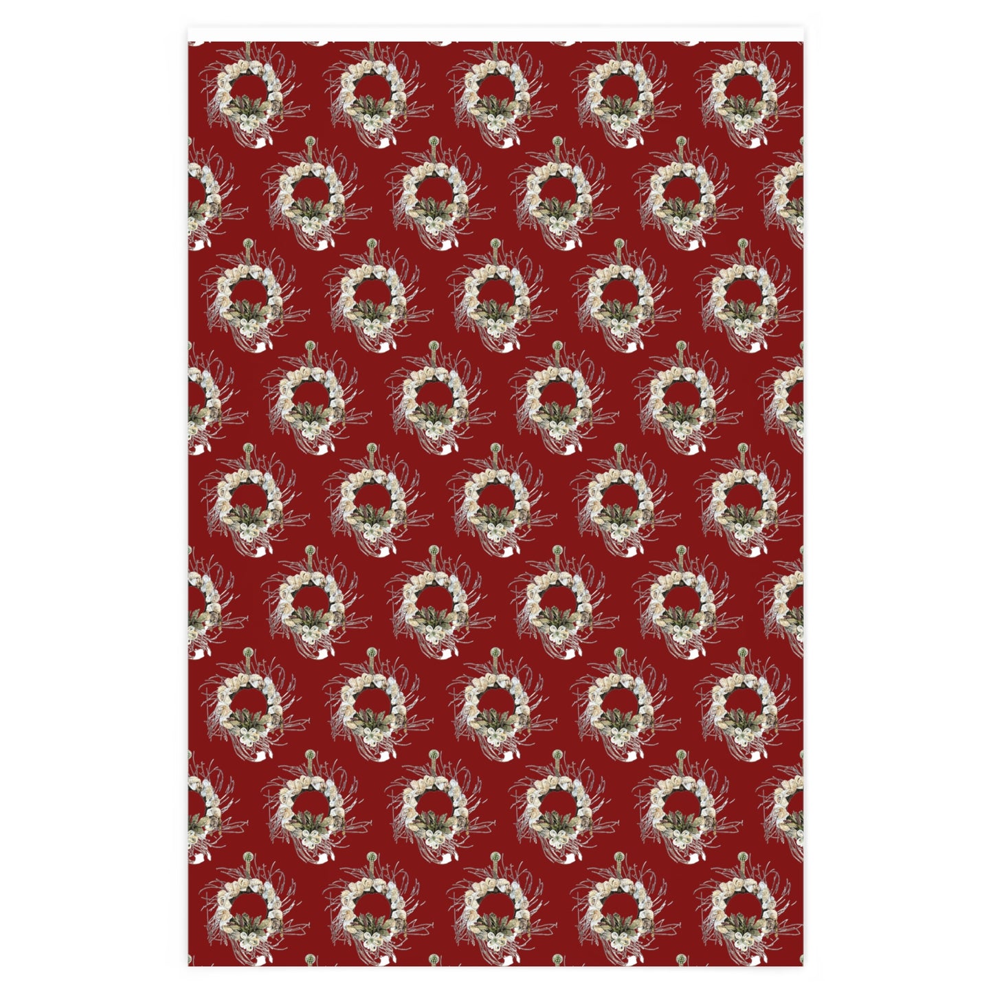 Wrapping Paper Dark Red Handcrafted Oyster Shell Wreath - Art Prints