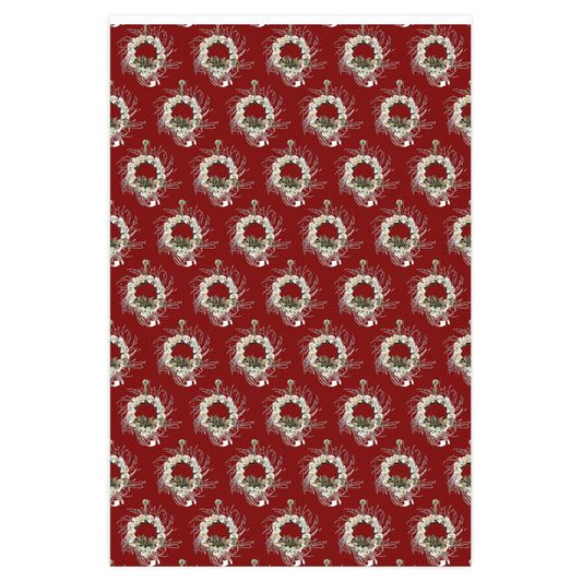 Wrapping Paper Dark Red Handcrafted Oyster Shell Wreath - Art Prints