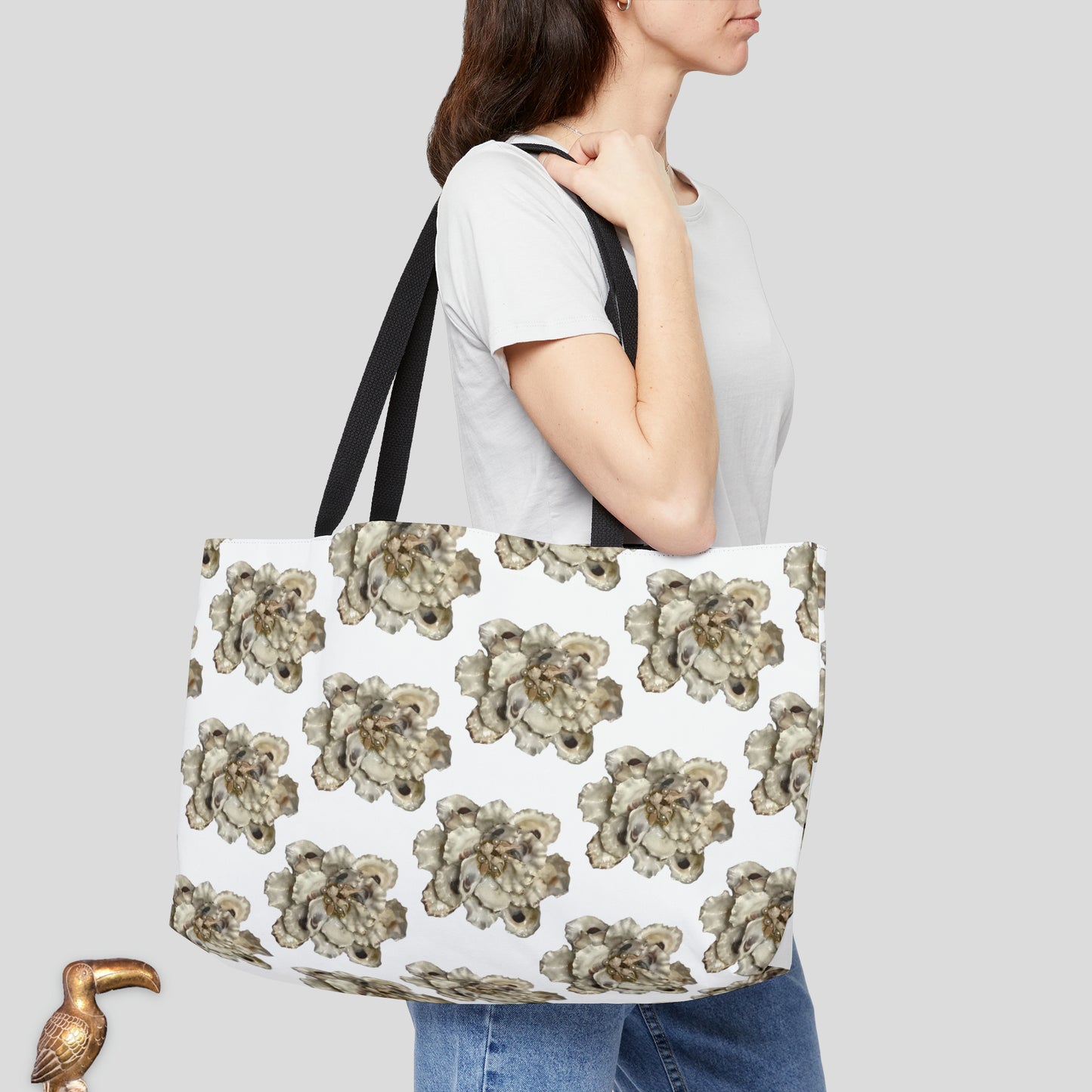 Extra Roomy Tote Bag Artistic Oyster Shell Creations: The Magic of Seashells on Every Tote Bag