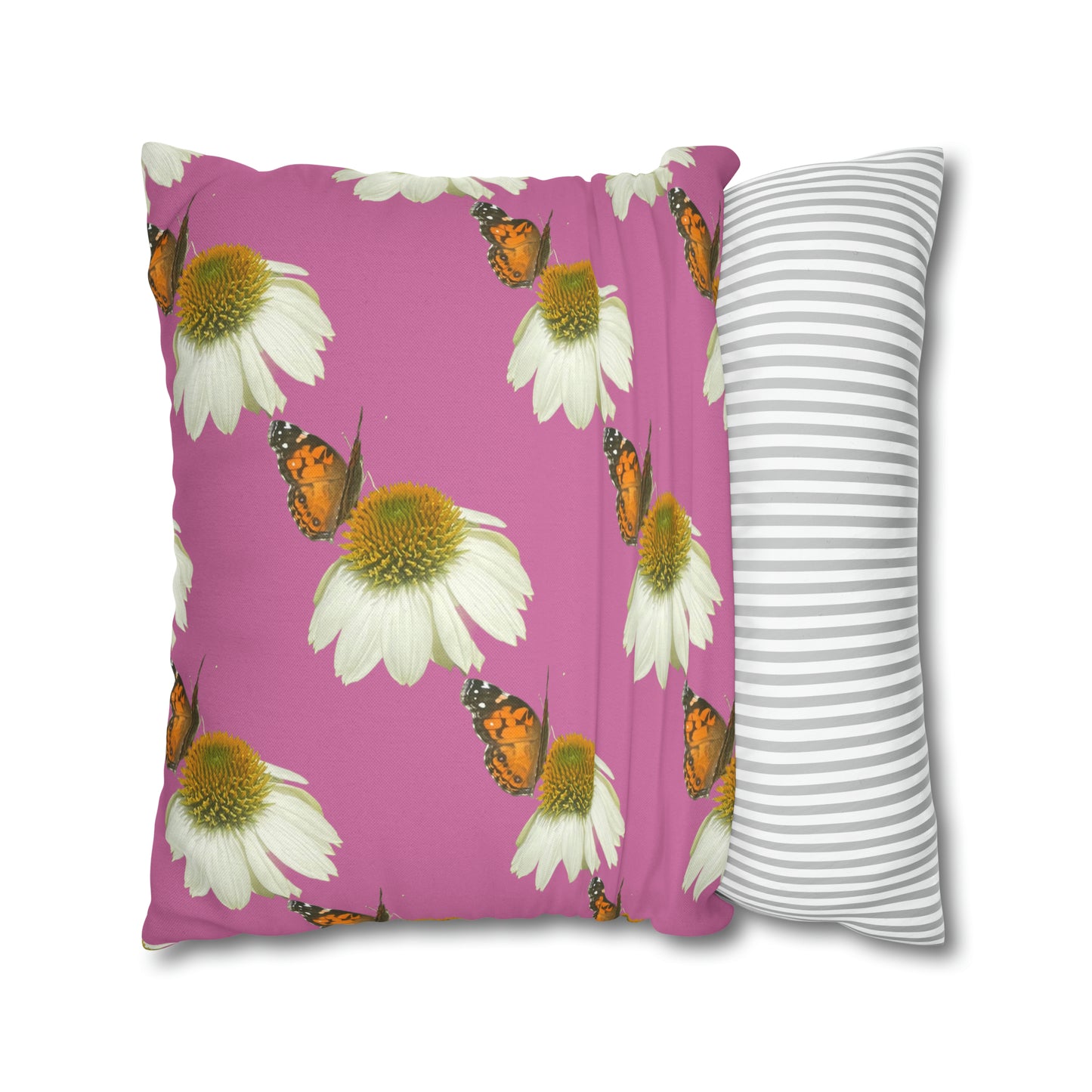 Square Pillow Case Spring Butterfly and Flower