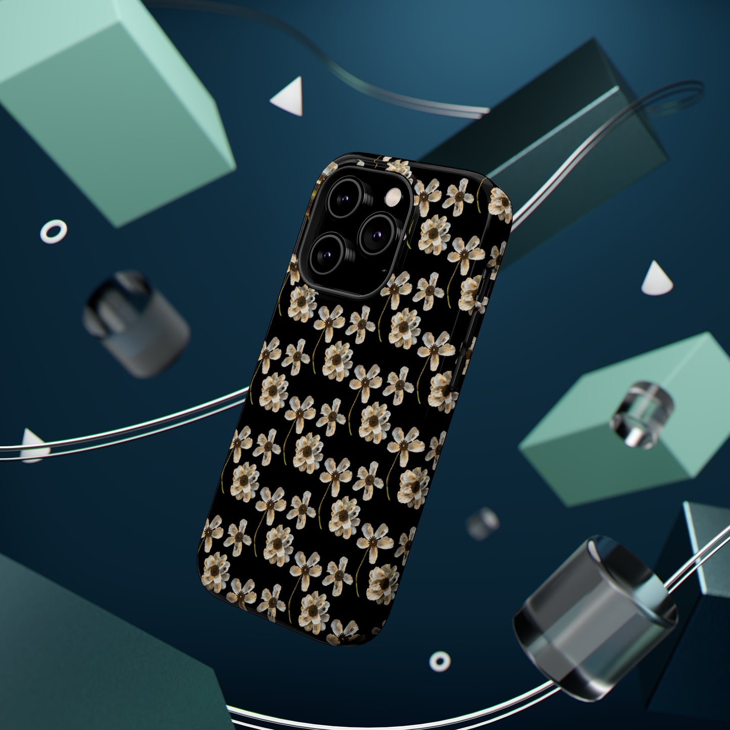 Custom iPhone MagSafe Tough Cases - Whimsy Oyster Petals Black