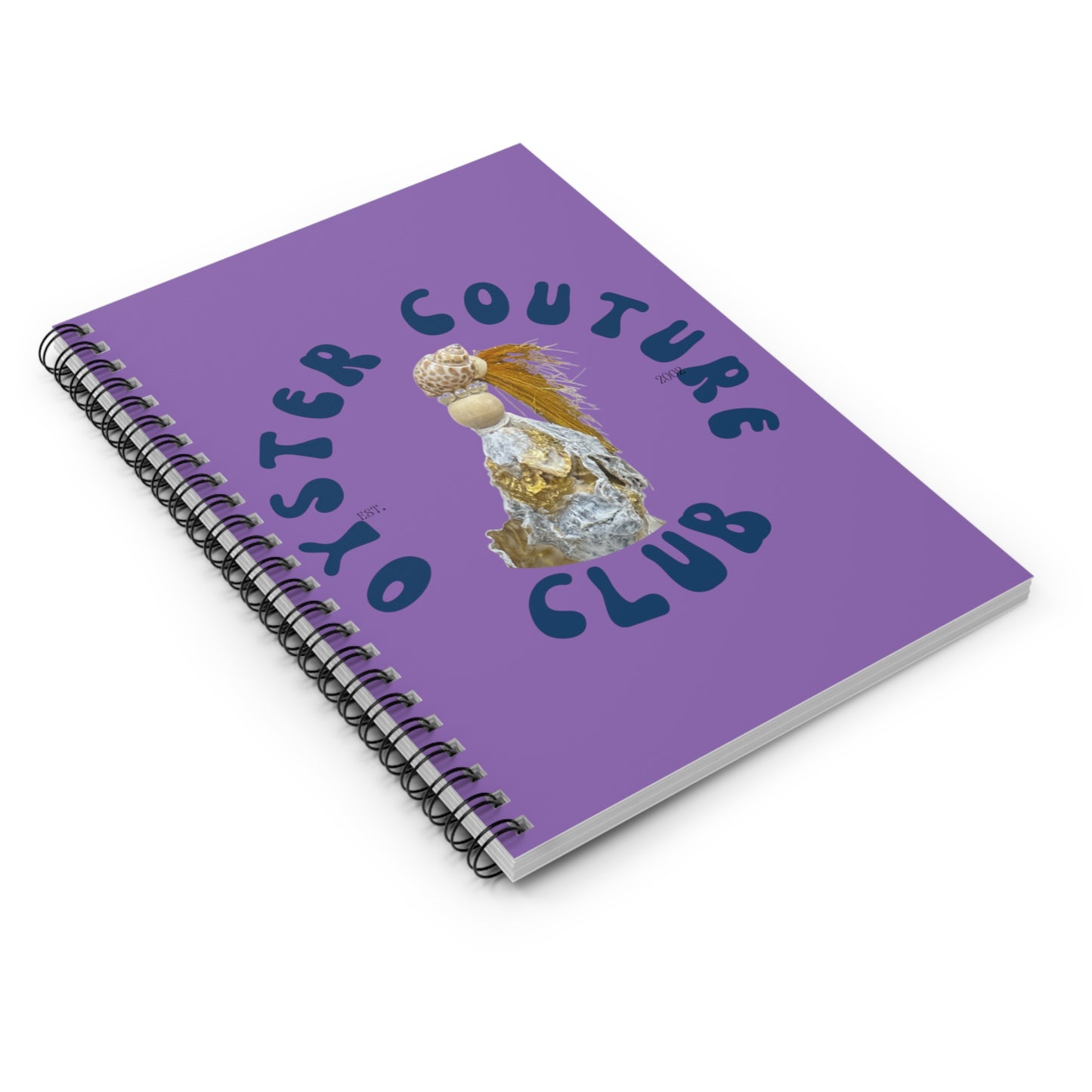 Spiral Notebook blue - Ruled Line Spiral Notebook orange - Ruled Line, Novelty bold colors and fun fantasy Diva design created with oyster shells and bits of coastal nature