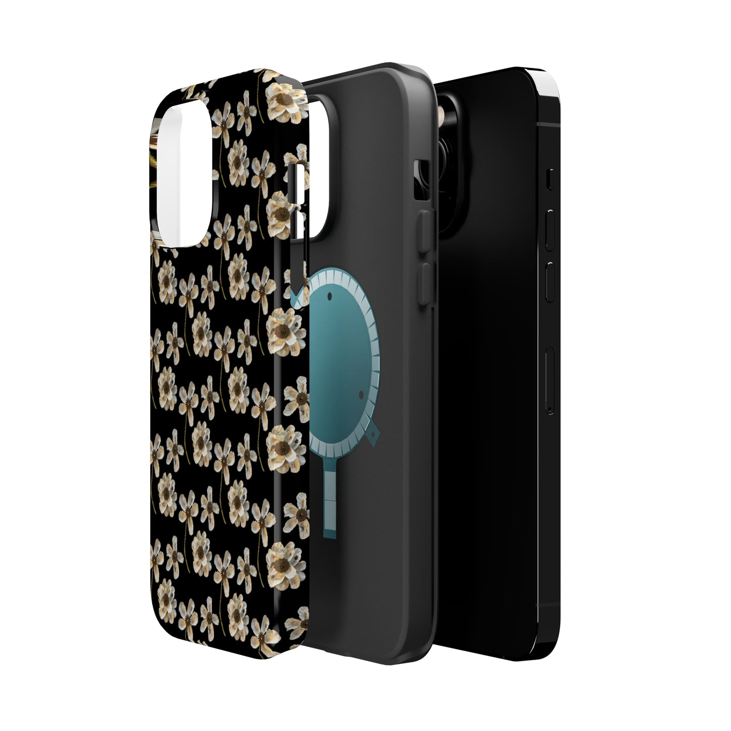 Custom iPhone MagSafe Tough Cases - Whimsy Oyster Petals Black