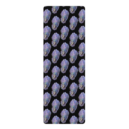 Rubber Yoga Mat 70's style shades of purple oysters with pearls