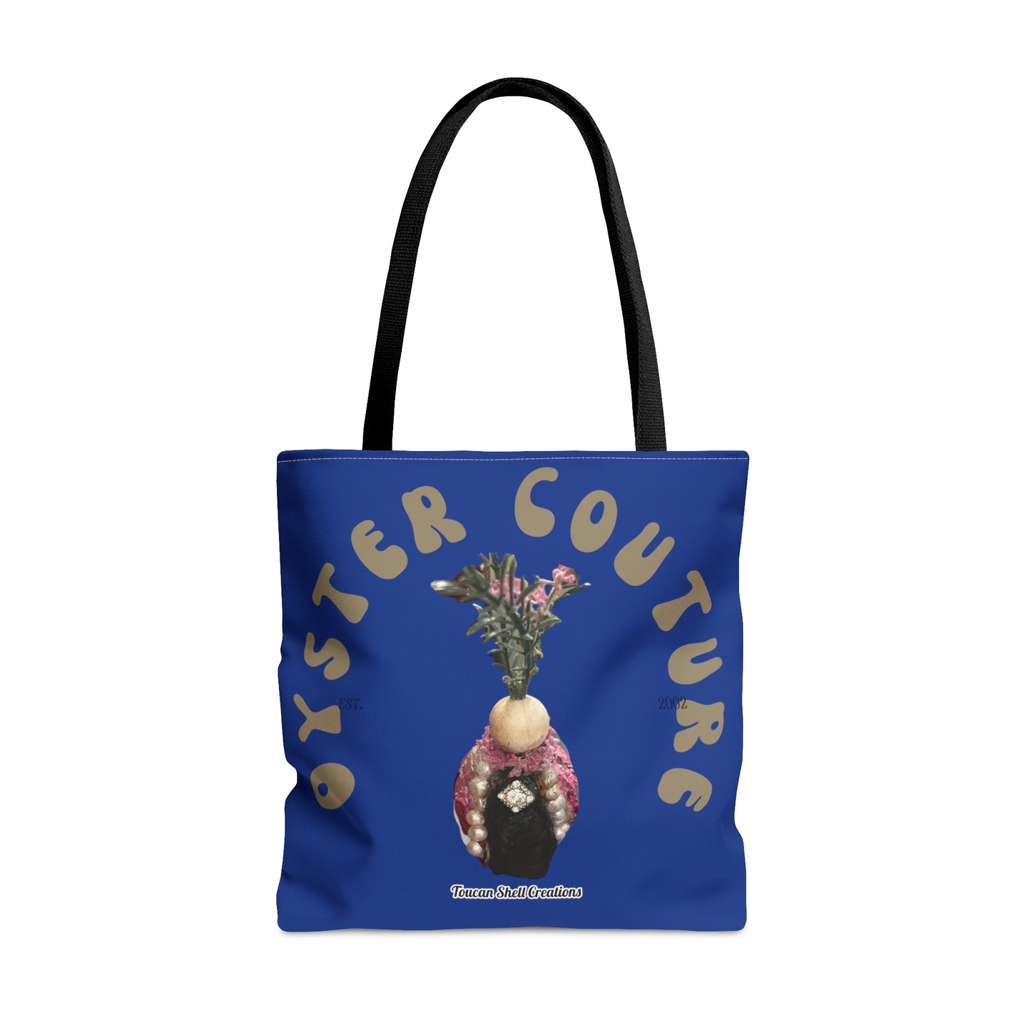 Blue Tote Bag Oyster Couture Oyster Island Queen For Fun Girl Groups, Fall Parties, Oyster Roasts, Re-usable gift bags, Carry all Tote, Isn't She Fun?