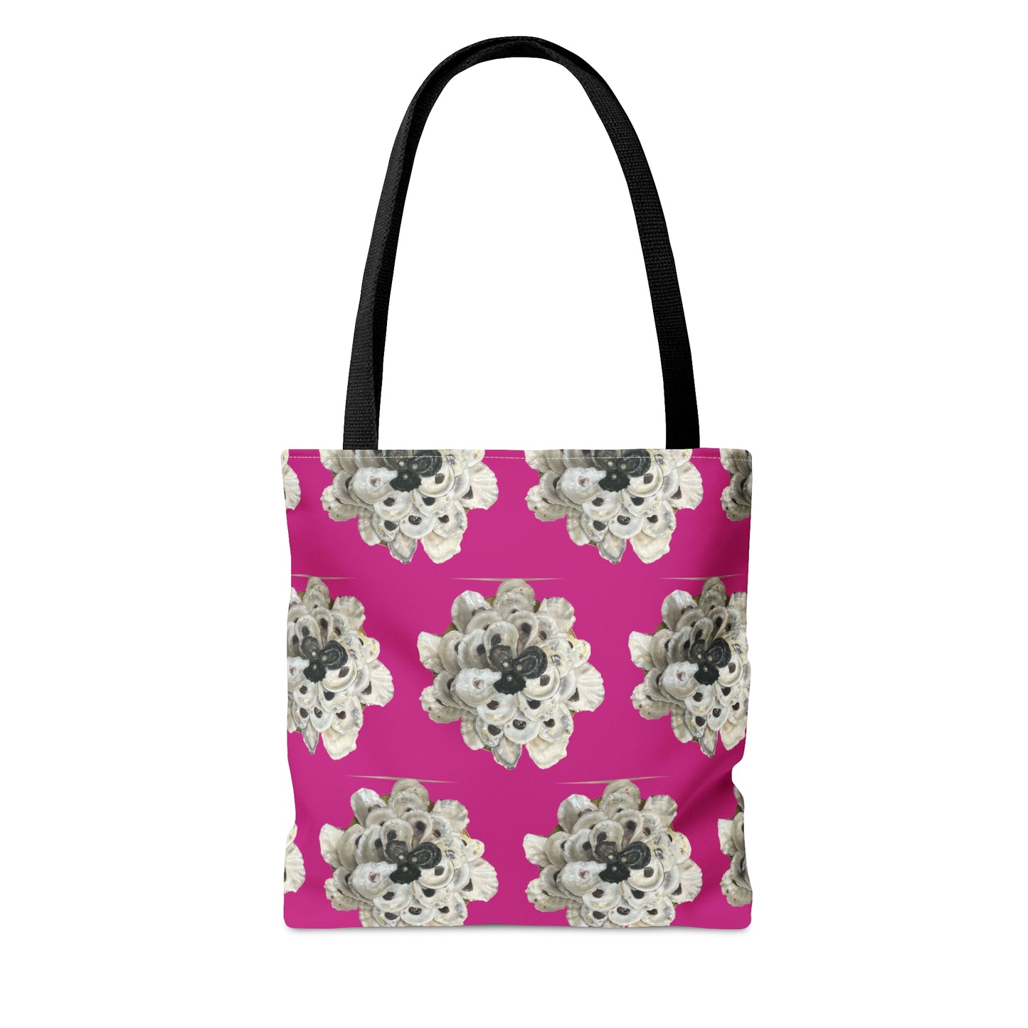 Tote Bag in 3 sizes! Girl groups, Wedding parties, Church groups, Club gifts, Shopping, Beach - black/white xl stacked oyster shell floral