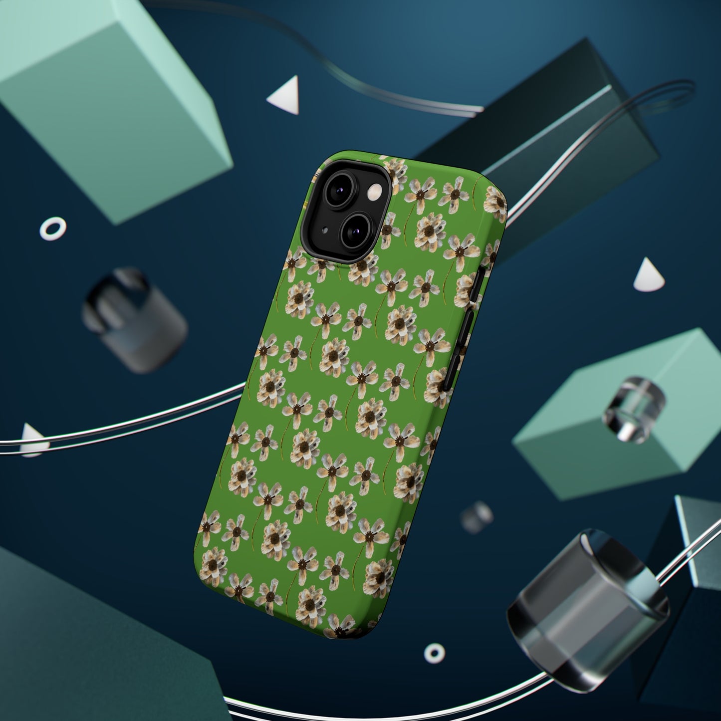 Custom iPhone MagSafe Tough Cases - Whimsy Oyster Petals Green