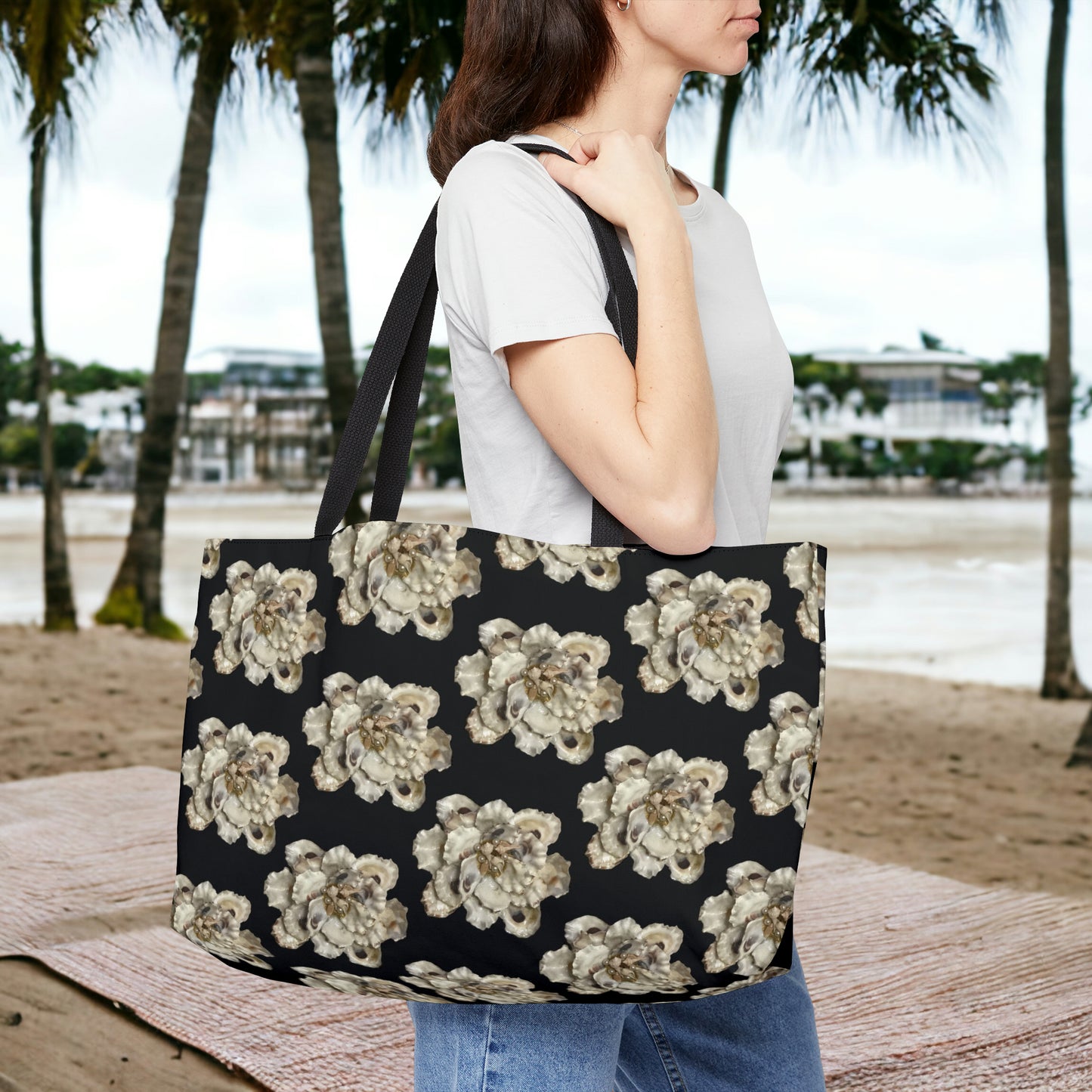 Extra Roomy Sustainable Reusable Oyster Shell Print Tote Bag: : A Greener Way to Gift