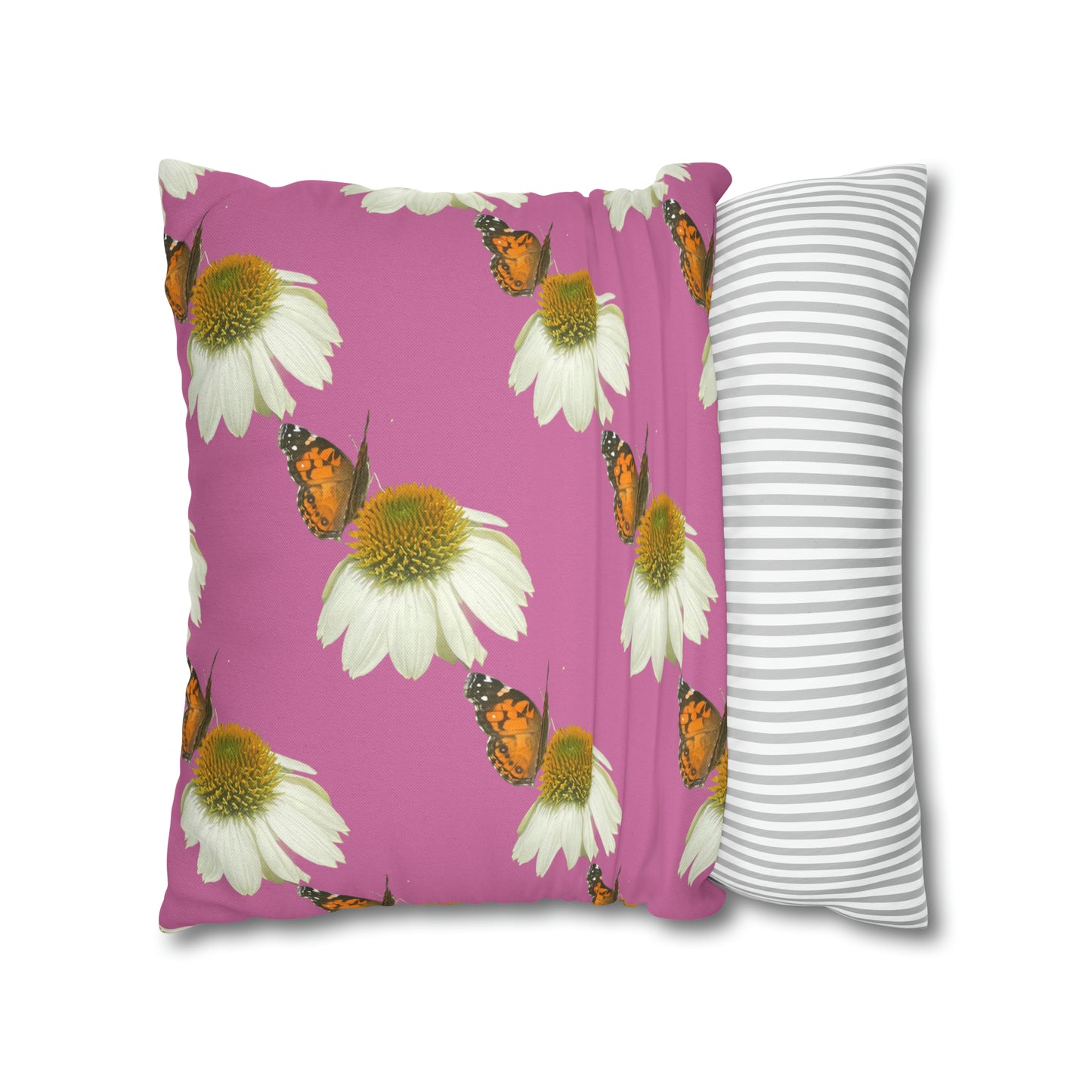 Square Pillow Case Spring Butterfly and Flower