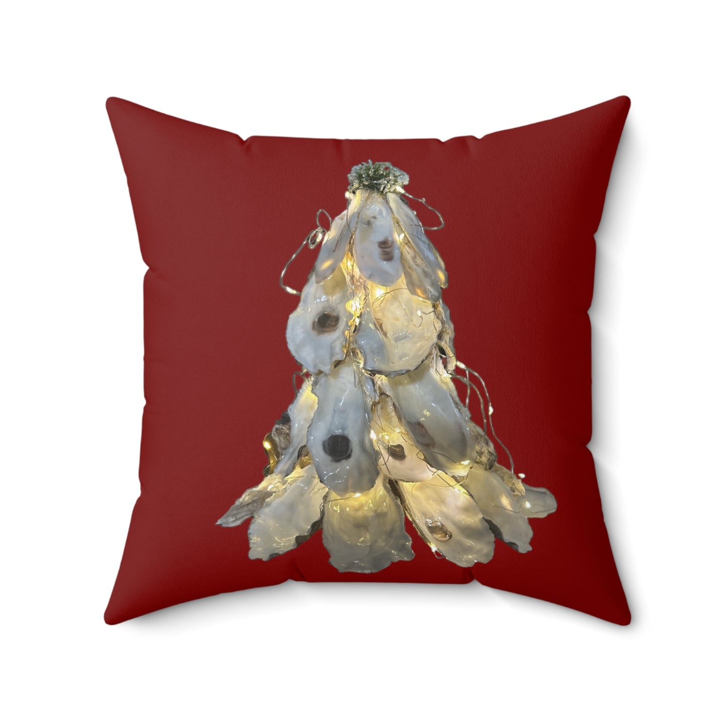 Deepest RED Christmas ONE-side Pillow Exquisite Oyster Shell Christmas Tree