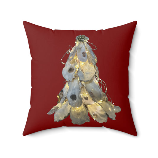 Deepest RED Christmas ONE-side Pillow Exquisite Oyster Shell Christmas Tree