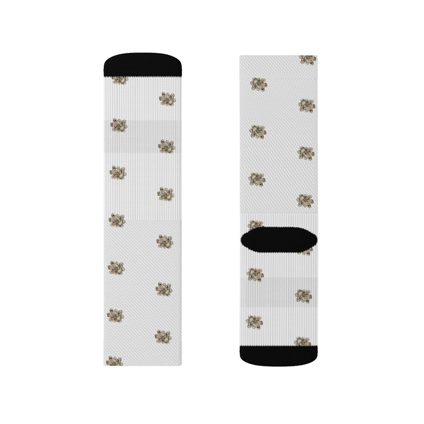 Sublimation Socks frilly oyster shell flower blossoms