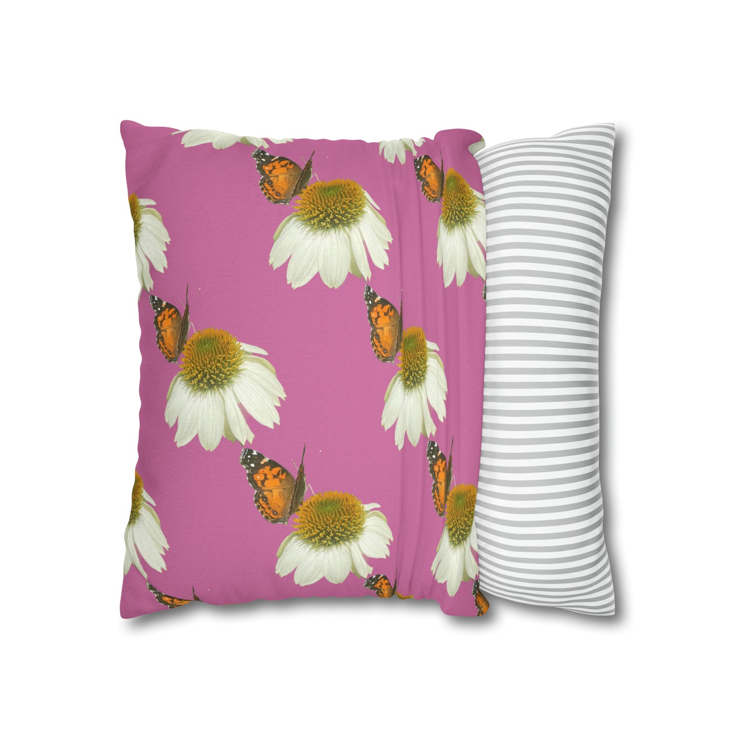 Square Pillow Case Spring Butterfly and Flower