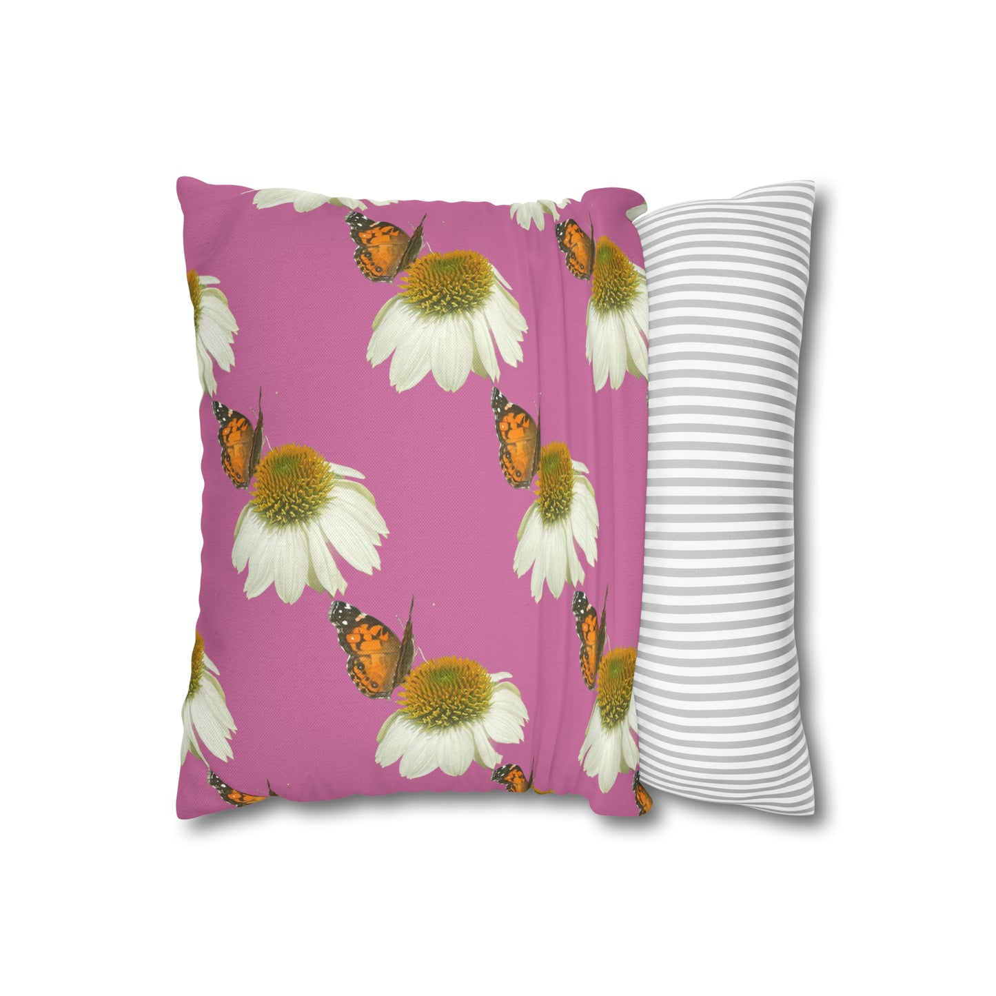 Square Pillow Case Spring Butterfly and Flower