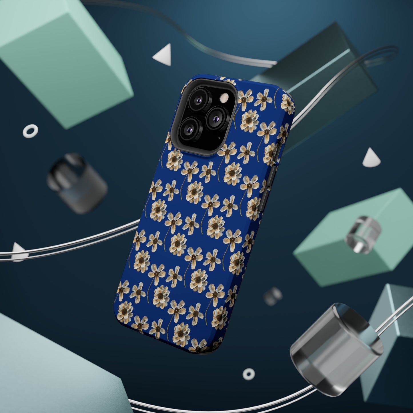 Custom iPhone MagSafe Tough Cases - Whimsy Oyster Petals Blue