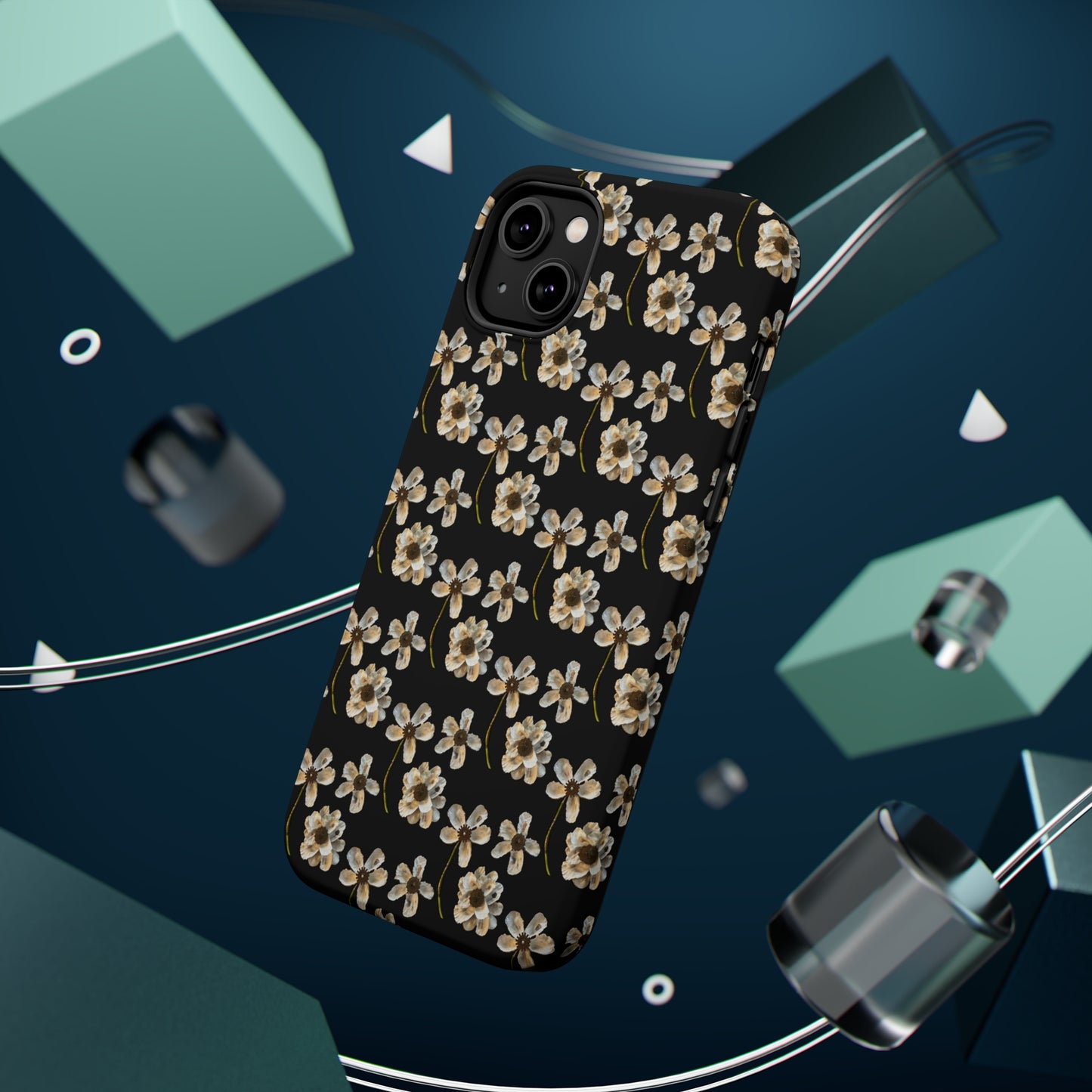 Custom iPhone MagSafe Tough Cases - Whimsy Oyster Petals Black