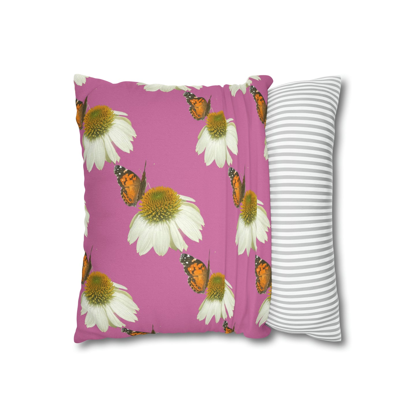 Square Pillow Case Spring Butterfly and Flower