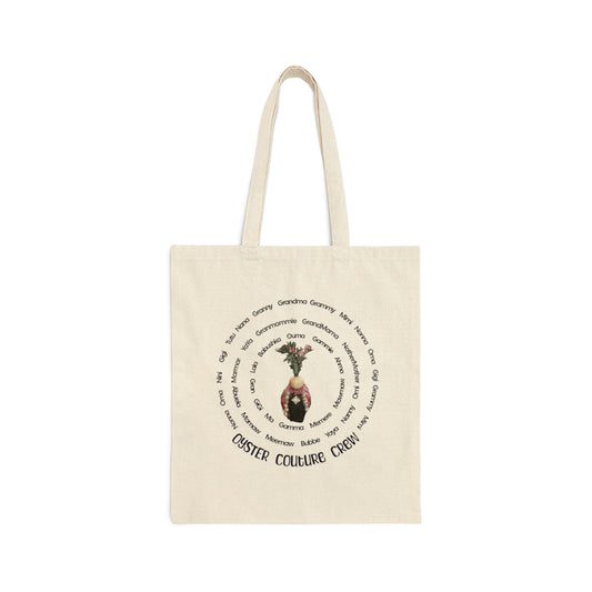 Grandma's Greenest Christmas Gift bags are Cotton Canvas Tote Bags with Grandma names they are reusable all year around, carry all for teachers, bags for grandma